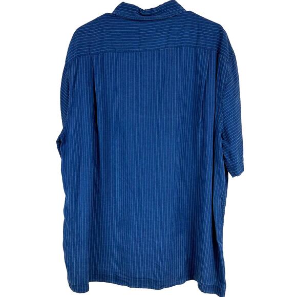 Scotch & Soda NWT Indigo Tencel Striped Men's Button Up Shirt Size XXL Soft Cozy - Picture 3 of 12